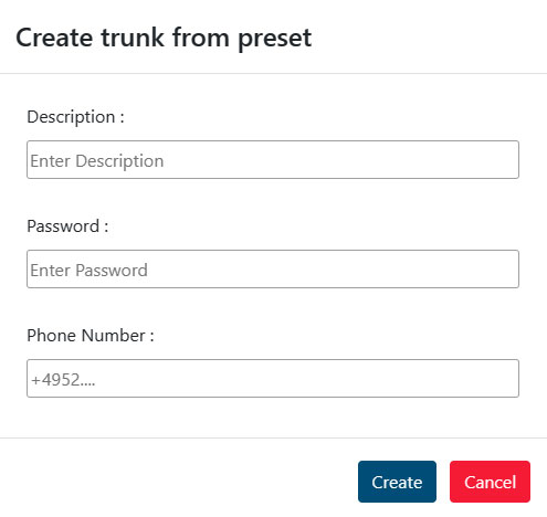 Create trunk from preset