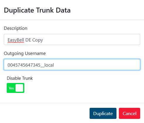 Trunk duplicate data